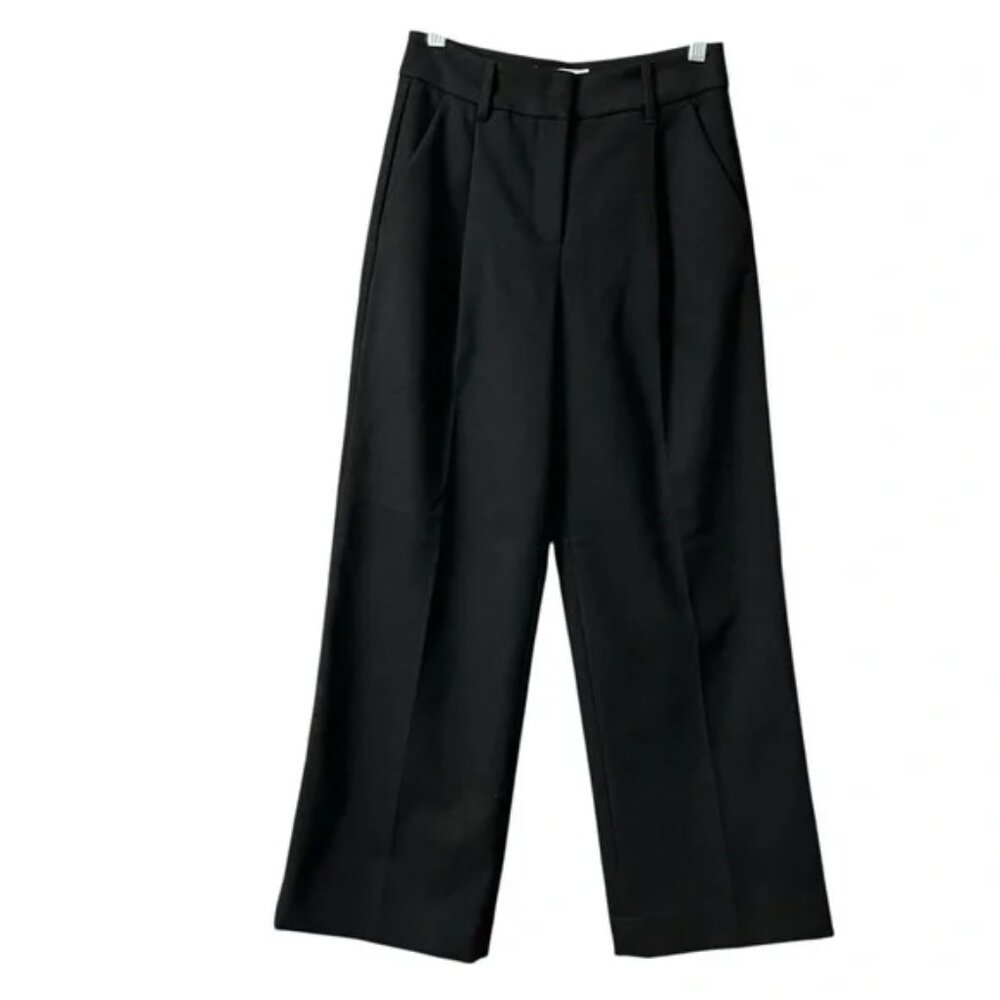 Black Oak + Fort Wide Leg Trouser - Pleated Lined / Brushed size 4